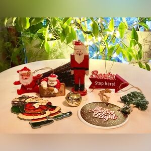 Lot Christmas Ornaments Vintage Sun Catcher Santa Clause Decorations Holiday